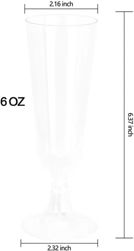 Vista 3 de BUCLA Paquete de 100 copas de champán de plástico transparente, copas de champán de plástico de 5 onzas, vasos desechables transparentes de alta