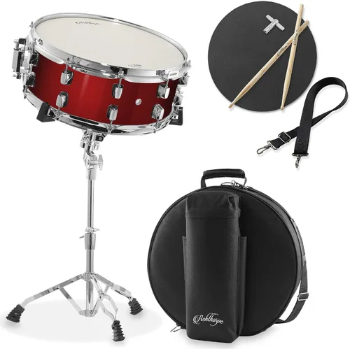 Vista 9 de Set de batería Ashthorpe con parche Remo (negro) - Kit para principiantes con soporte, bolsa acolchada, almohadilla de práctica, correa