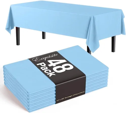 Vista 49 de Exquisite Mantel rectangular negro de 54 x 108 pulgadas, paquete de 48