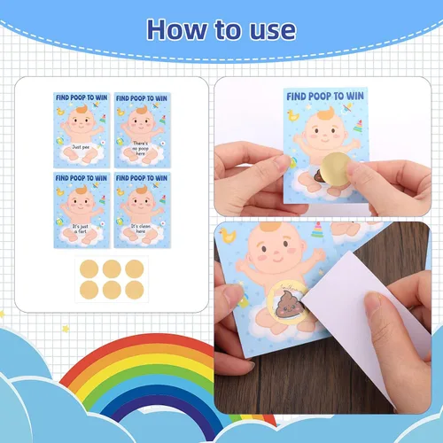 Vista 5 de 50 tarjetas para rascar, divertidos juegos de baby shower, tarjetas creativas para revelar el género, suministros de actividades adecuadas para baby