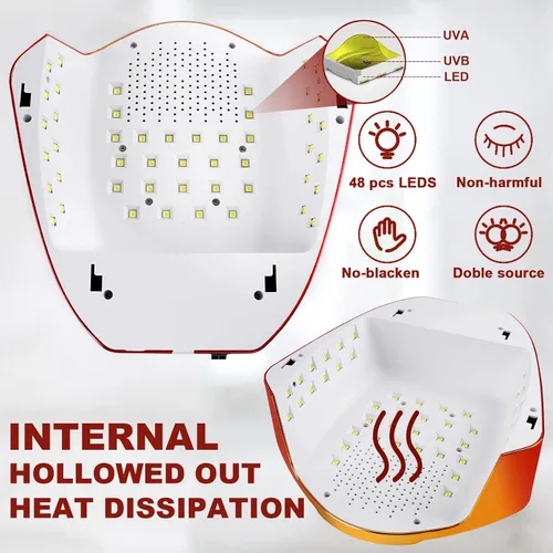 Vista 4 de Lámpara de uñas LED inalámbrica de 96 W con mango portátil, lámpara UV de curado profesional para uñas de gel, sensor infrarrojo automático y 4