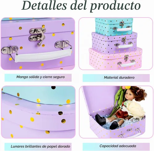 Vista 3 de Eazy2hD Maletas de cartón, juego de 3 cajas de almacenamiento decorativas