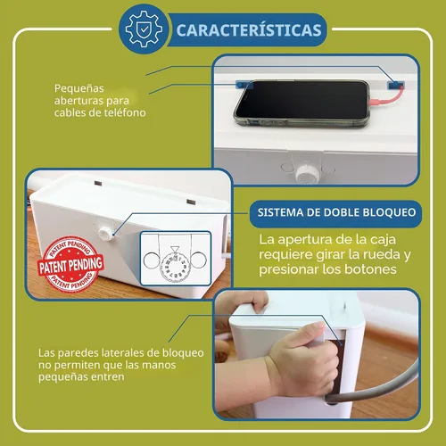 Vista 4 de Caja de Cubierta para Regleta de Alimentación - Efectivamente Protege la Regleta de Alimentación para Bebés con Doble Candado Patentado. Cómodas