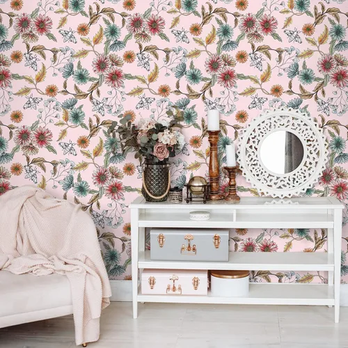 Vista 3 de VEELIKE Buzzing Bees Daisy - Papel tapiz floral de margaritas removible para dormitorio, habitación de niñas, guardería, 17.7 x 118 pulgadas, papel