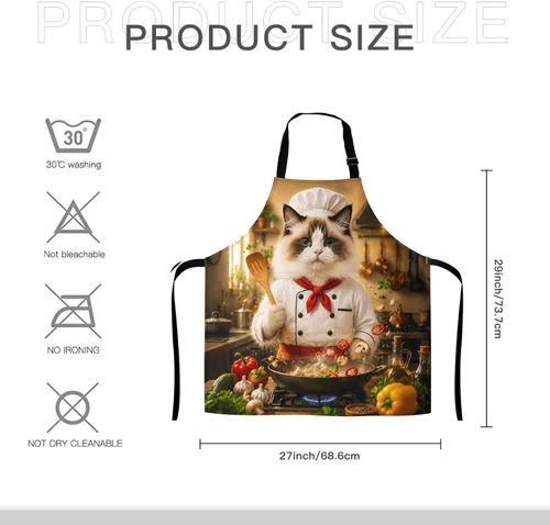 Vista 6 de Delantal personalizado, delantal con foto personalizada para hombres y mujeres, con 2 bolsillos, regalo personalizado de cumpleaños o Navidad