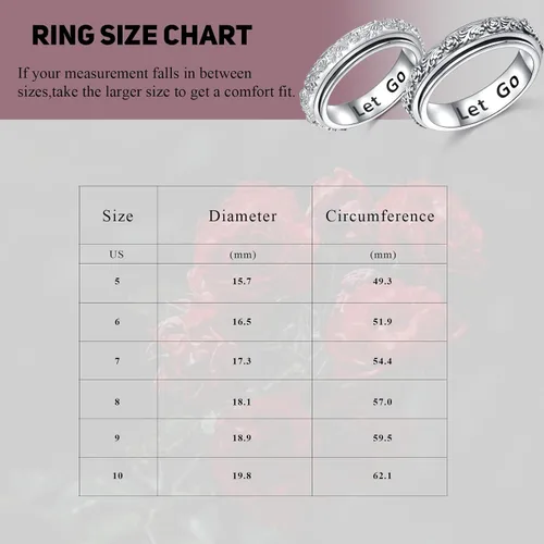 Vista 14 de Ladytree Anillo giratorio de plata de ley S925 para ansiedad, anillo inspirador de promesa, ansiedad, preocupación, alivio del aburrimiento, TDAH