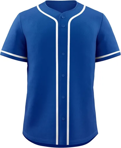 Vista 30 de KXK Camiseta de béisbol en blanco para hombre, camisas casuales con botones, manga corta, uniforme deportivo de equipo activo