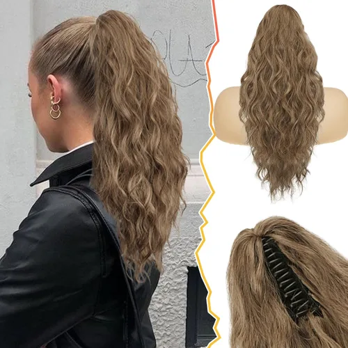 Vista 18 de BARSDAR Extensión de cola de caballo corta para mujer, extensiones de cabello sintético suave con clip de garra de 12 pulgadas, extensiones de cola