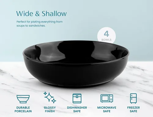 Vista 5 de KooK Tazón para pasta, ensaladeras, sopa, cuencos para servir, cerámica, gran capacidad, apto para microondas y lavavajillas, juego de 4, 40 onzas