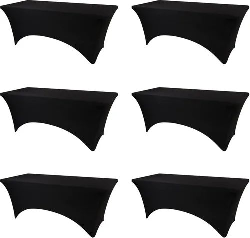 Vista 18 de BDDC - Funda de mesa ajustada de 4 pies, manteles de elastano negros, manteles elásticos lavables y resistentes a las arrugas para eventos, bodas