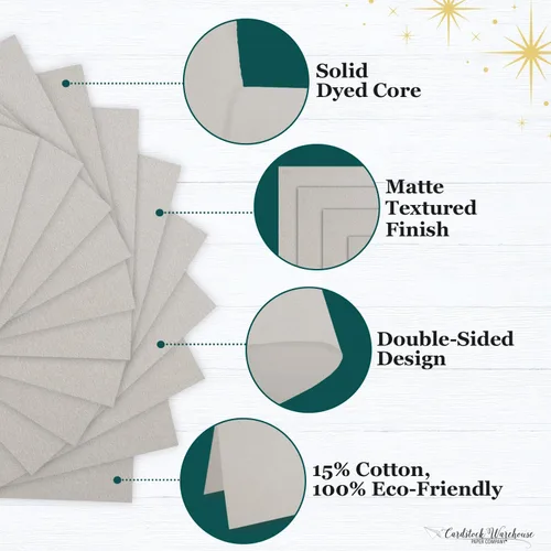 Vista 3 de Cardstock Warehouse Materica - Papel de cartulina gris arcilla – 25 hojas, 12 x 12 pulgadas – 92 lb./250GSM/16 Pt. Grueso de alta calidad gris mate