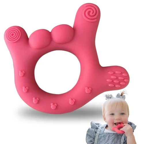 Vista 7 de Mordedor de mano de silicona – I Love You Baby Teething Toy 0-12 meses BPA – Alivio de la dentición para niños pequeños Mordedores masajeadores