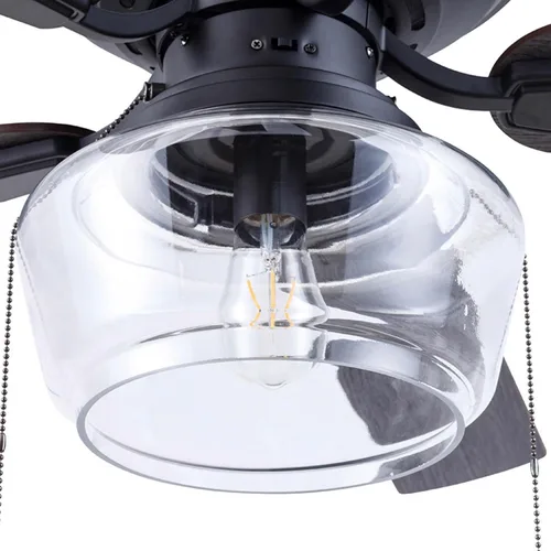 Vista 20 de Prominence Home MaCenna 51663-01 - Ventilador de techo LED tradicional de 52 pulgadas con luz de vidrio transparente, cadena de tracción, 5