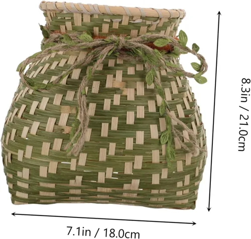 Vista 2 de Cabilock Cesta de flores tejida a mano pequeña cesta de pescado almacenamiento de bambú para decoración de cocina estilo aleatorio