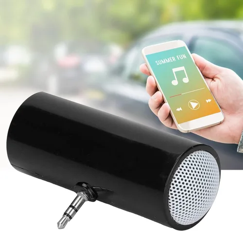 Vista 7 de Altavoz portátil, 0.138 in Jack estéreo alimentado por batería, altavoz inalámbrico enchufable, mini altavoz portátil para teléfonos móviles