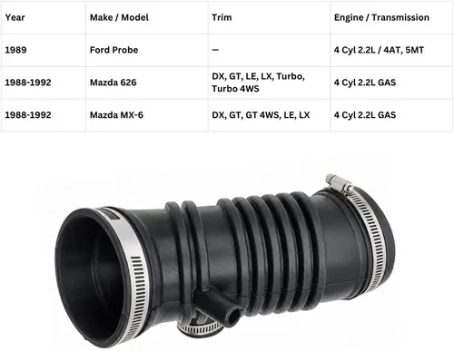 Vista 3 de Reemplazo de la sonda de manguera de entrada de aire del motor 696-201 no OEM compatible con 1992-89, Mazda 626 1992-90, Mazda MX-6 1992-90