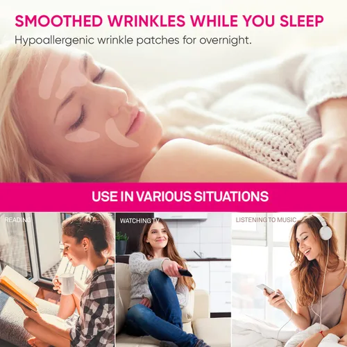 Vista 5 de Parches faciales y antiarrugas para la frente: tratamiento de arrugas faciales para la frente, línea de sonrisa, debajo de los ojos- parches