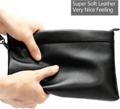Vista 5 de NIUCUNZH - Bolso de mano para hombre (piel de vacuno, tamaño grande)