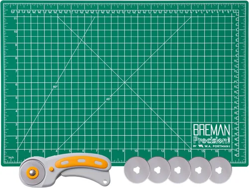 Vista 8 de WA Portman - Cortador o cutter rotativo y tapete de corte auto-reparable – Juego de cortador rotativo con mango texturizado y tapete – Juego