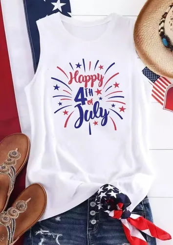 Vista 3 de AIMITAG Camiseta sin mangas con la bandera estadounidense para mujer, 4 de julio, patriótica, sin mangas, patriótica, camiseta sin mangas
