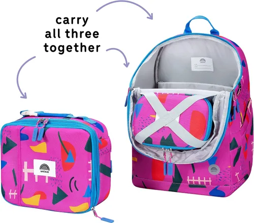 Vista 6 de Juego de mochila para niños de 16 pulgadas con bolsa de almuerzo aislada y estuche para lápices