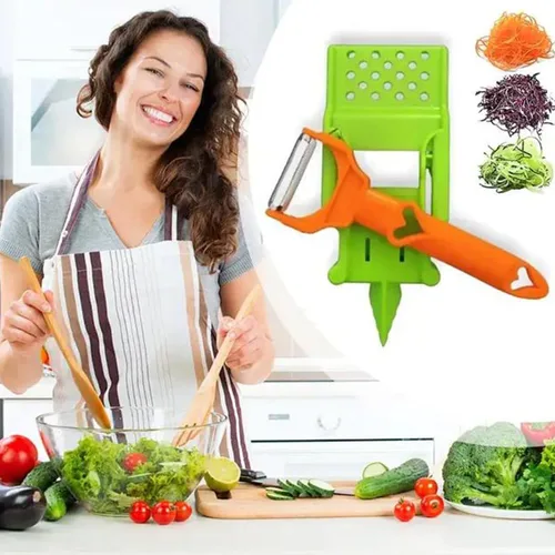 Vista 2 de Pelador de verduras Pelador multifuncional 2 en 1, Pelador de Papas Electrico, pelador de verduras de juliana mejorado 2025, juego de utensilios