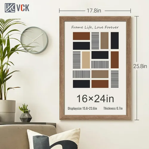 Vista 30 de VCK Marcos para póster de madera maciza de 22.375 x 34 pulgadas, marco de fotos A1 negro con montaje en pared, paquete de 3