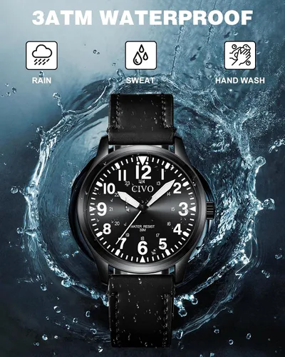 Vista 4 de CIVO Military Watch for Men Waterproof: Analog Mens Watches Classic- Field Wrist Watches for Man
