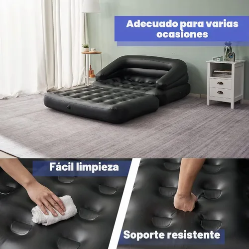 Vista 8 de Sofá cama inflable, sofá inflable para camping, impermeable, negro