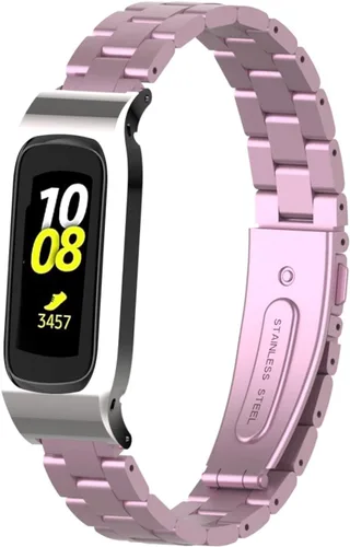 Vista 9 de Correa de reloj de metal compatible con Samsung Galaxy Fit2 SM-R220 de acero inoxidable con marco protector de caja de repuesto para Fit 2 SM-R220