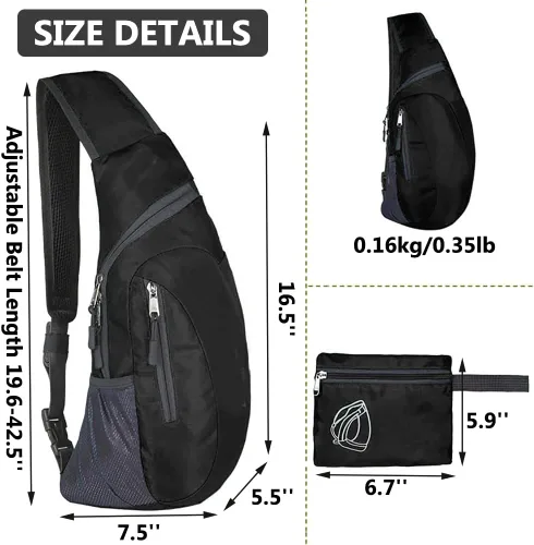 Vista 5 de Peicees Bandoleras para hombre y mujer, mochila de hombro, mini bolsa de día en el pecho, paquete de cuerpo cruzado pequeño