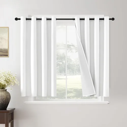 Vista 53 de ChrisDowa Cortinas 100% Opacas de Abedul Sólido de 45 Pulgadas de Largo, 2 Paneles para Dormitorio y Sala de Estar, Estilo Granja Oscurecedoras