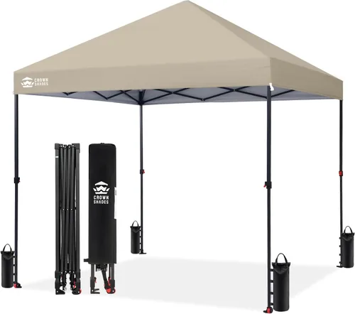 Vista 22 de CROWN SHADES Tienda de campaña desplegable de 10x10, toldo para exteriores Rojo