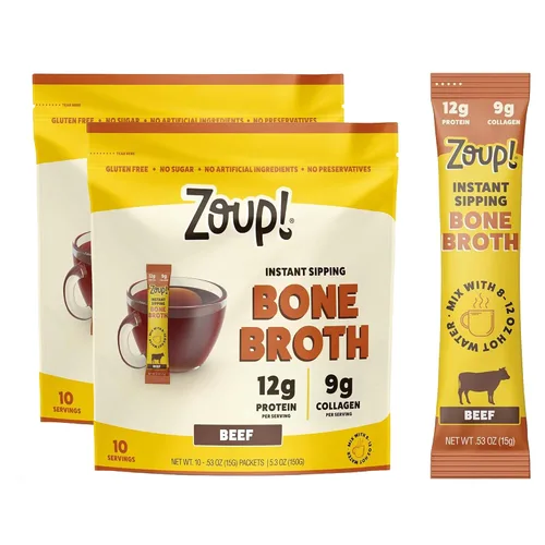 Vista 9 de Zoup! Mezcla de caldo de huesos para sorber instantáneo, carne de res, 0.53