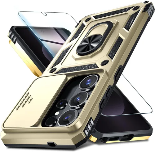 Vista 22 de Janmitta Compatible con Samsung Galaxy S24 FE Funda con Cubierta Deslizante Integrada para Lente de Cámara+Protector de Pantalla+Soporte de Anillo