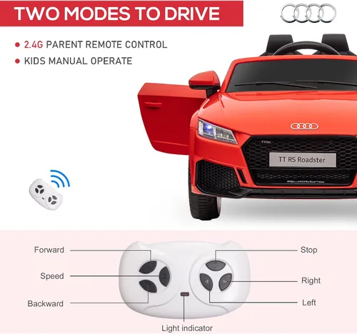 Vista 5 de Aosom 6V Audi TT RS Automóvil deportivo eléctrico para niños Ride On Toy One Seat con control remoto., Rojo