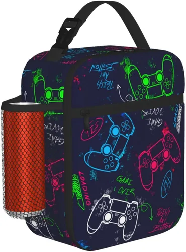 Vista 14 de Lonchera de camuflaje de camuflaje blanco y negro para adolescentes, niñas, niños, hombres y mujeres, bolsa de almuerzo portátil, lonchera aislada