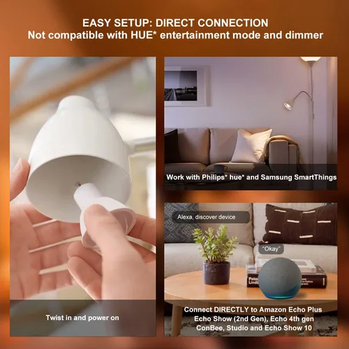 Vista 3 de Zigbee - Bombillas inteligentes GU10, compatibles con Hu*e*, Alexa y Google y ConBee (requiere concentrador), 5 W (50 W), bombilla LED WiFi