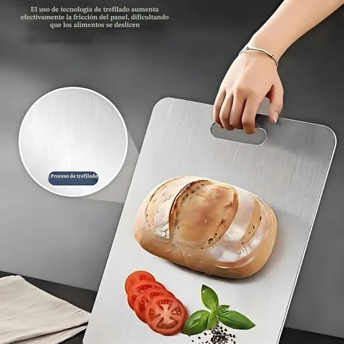 Vista 7 de 3 piezas de tabla de cortar de acero inoxidable, tabla de cortar de metal para cocina, de doble cara, resistente al óxido, duradera, perfecta