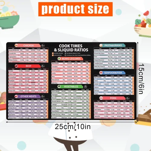 Vista 2 de Imán de hoja de trucos de olla instantánea, guía magnética de olla instantánea transparente y fácil, varias categorías de alimentos, accesorios