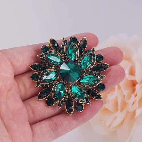 Vista 4 de LAXPICOL Broche de flores elegantes de cristal austriaco vintage para mujer