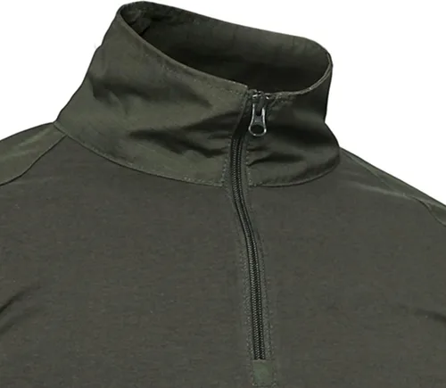 Vista 3 de Camiseta de entrenamiento militar para hombre Camiseta táctica de manga larga de camuflaje para hombre al aire libre con cremallera de 14 de ajuste