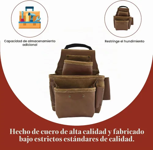 Vista 5 de Style n Craft Estuche para uñas y herramientas de 8 bolsillos, bolsa de herramientas de cuero resistente, bolsa de cuero de grano completo perfecta