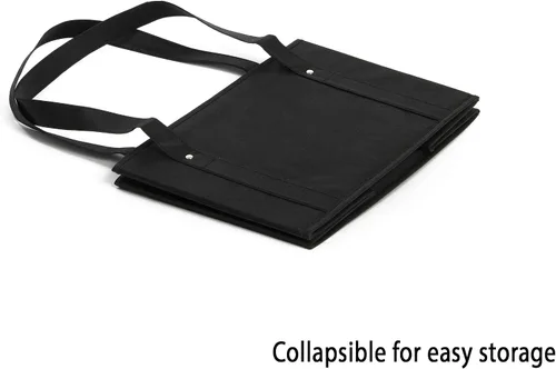Vista 4 de Earthwise - Juego de 3 bolsas de compras de lujo, plegables y reutilizables, con base reforzada, diseño de cubo (negro)
