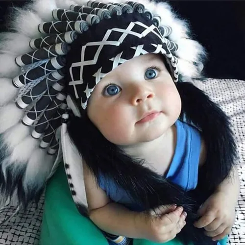Vista 3 de Tocado nativo americano unisex niños adultos estilo indio tocado pluma de inspiración americana tocado para fiesta de vestir