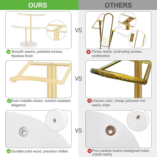 Vista 5 de Organizador con soporte para diademas Dahey de metal de 2 niveles, soporte de exhibición para aros para el pelo, organizador para diademas