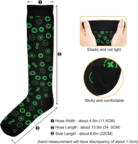Vista 3 de Calcetines de compresión para hombres y mujeres, calcetines altos hasta la rodilla, apoyo para deportes, correr, senderismo, fitness, seguro de salud