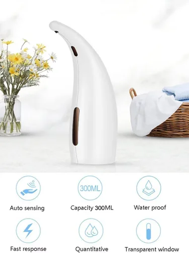 Vista 3 de Dispensador de jabón, ajustable de 4 niveles sin contacto para encimera de baño, cocina, dispensador automático de jabón con sensor de movimiento