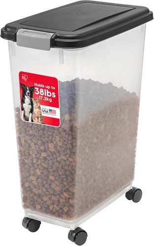 Vista 18 de IRIS USA Contenedor hermético de almacenamiento de alimentos para perros, hasta 40 libras, ruedas acoplables, para almacenamiento de alimentos
