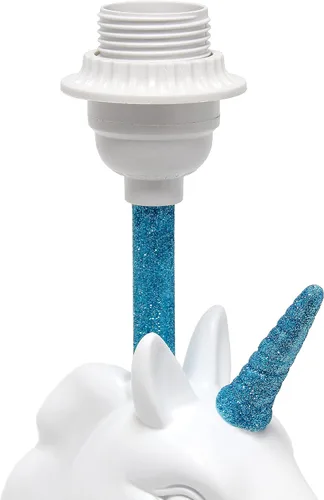 Vista 6 de Simple Designs LT1078-BLU - Lámpara de mesa de unicornio con purpurina brillante, color azul